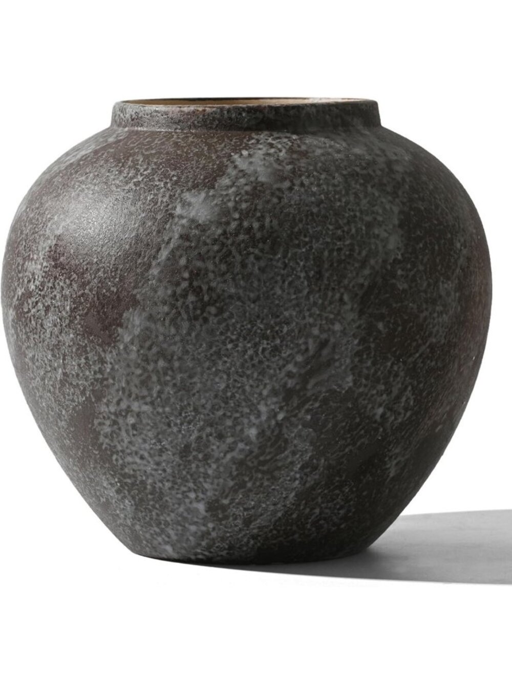 Large Rustic Ceramic Vintage Farmhouse Vase for Home Decor - Black Brush Finish
